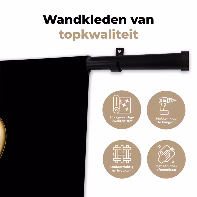 Wandkleed - Appel - Goud - Chrome - Zwart — 3