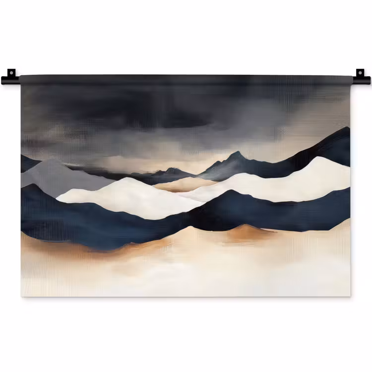 Wandkleed - Bergen - Donkerblauw - Landschap — 1