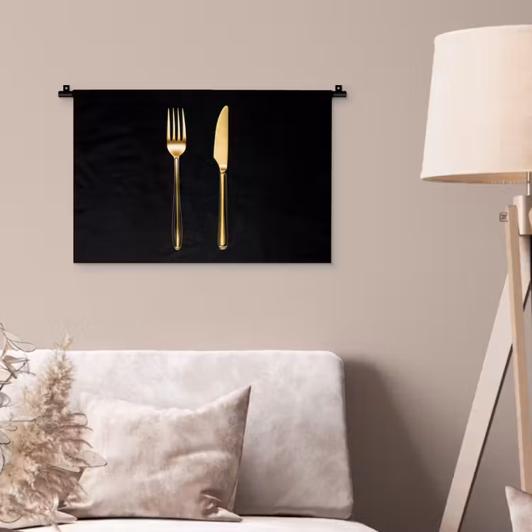 Wandkleed - Bestek - Goud - Mes - Vork — 2