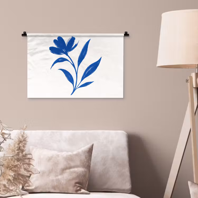 Wandkleed - Bloem - Blaadjes - Minimalistisch - Blauw — 2