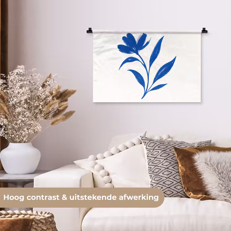 Wandkleed - Bloem - Blaadjes - Minimalistisch - Blauw — 4