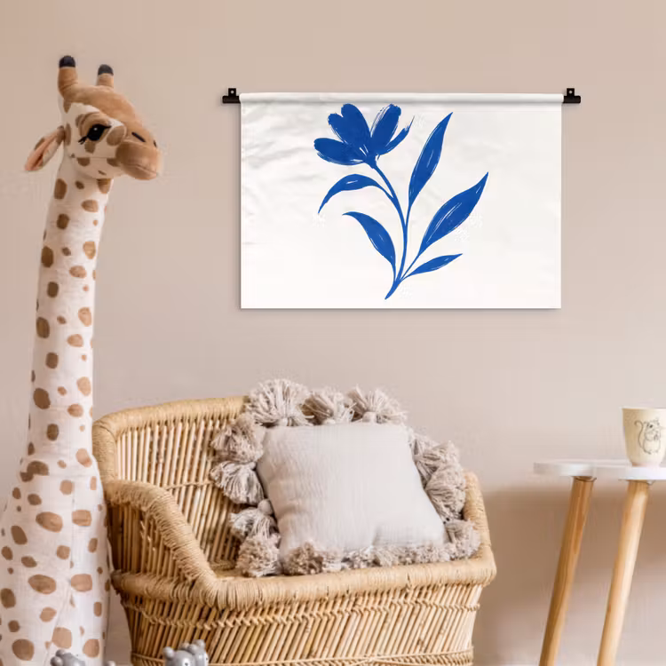 Wandkleed - Bloem - Blaadjes - Minimalistisch - Blauw — 5