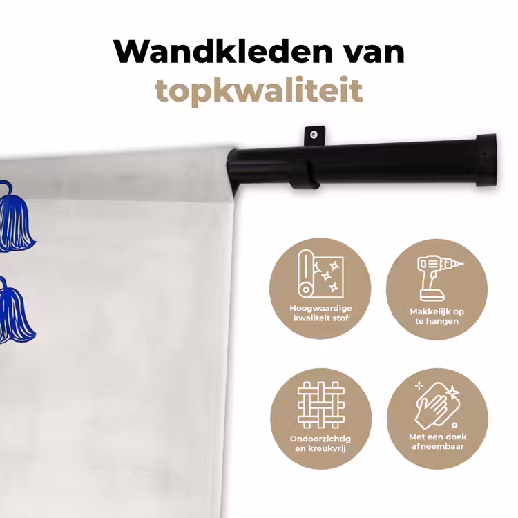 Wandkleed - Bloemen - Blauw - Lijnen - Bloemblaadjes — 3
