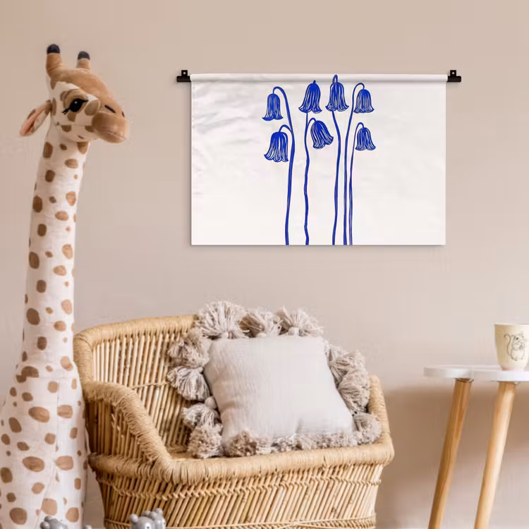 Wandkleed - Bloemen - Blauw - Lijnen - Bloemblaadjes — 5