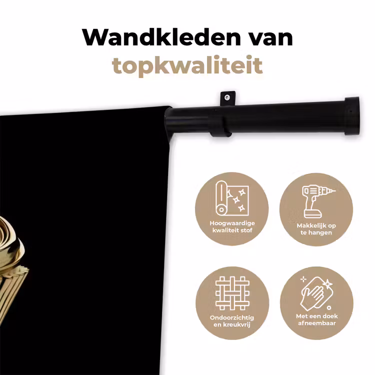 Wandkleed - Cupcake - Eten - Goud - Zwart — 3