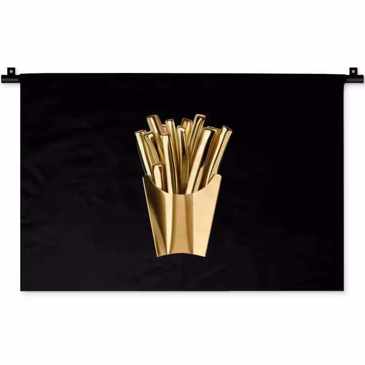 Wandkleed - Friet - Goud - Chrome - Eten — 1