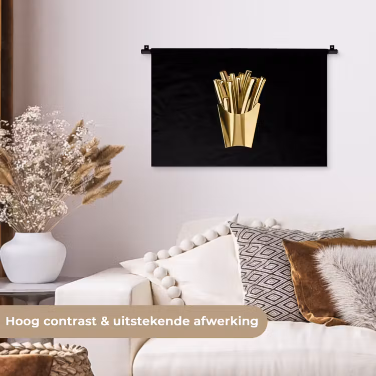 Wandkleed - Friet - Goud - Chrome - Eten — 4
