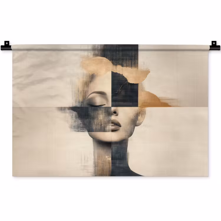 Wandkleed - Goud - Vrouw - Rechthoeken — 1
