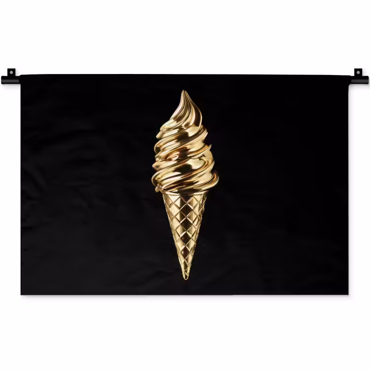Wandkleed - Ijs - Goud - Zwart - Eten — 1