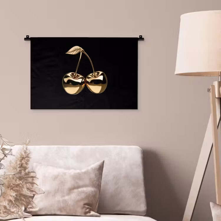 Wandkleed - Kersen - Zwart - Goud - Chrome — 2