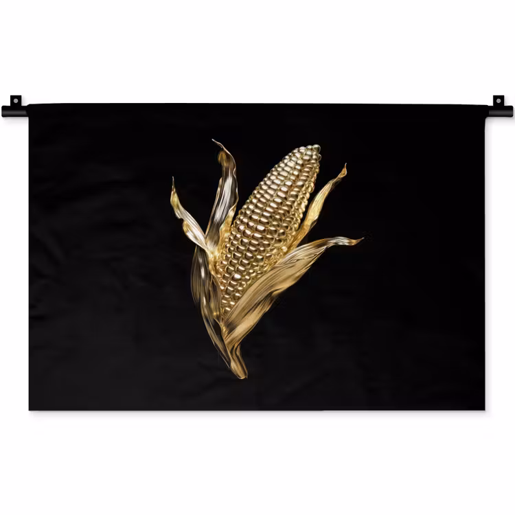 Wandkleed - Mais - Eten - Goud - Zwart — 1