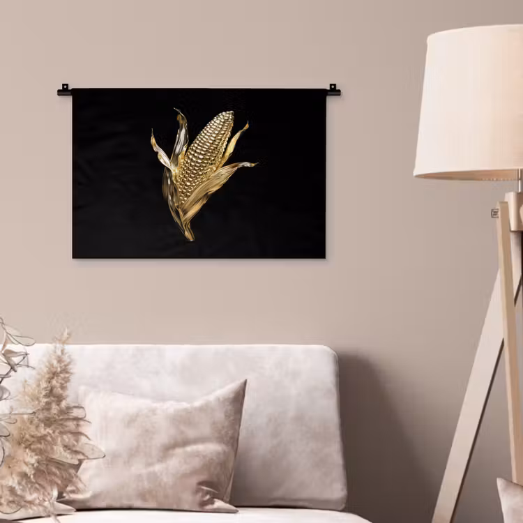 Wandkleed - Mais - Eten - Goud - Zwart — 2