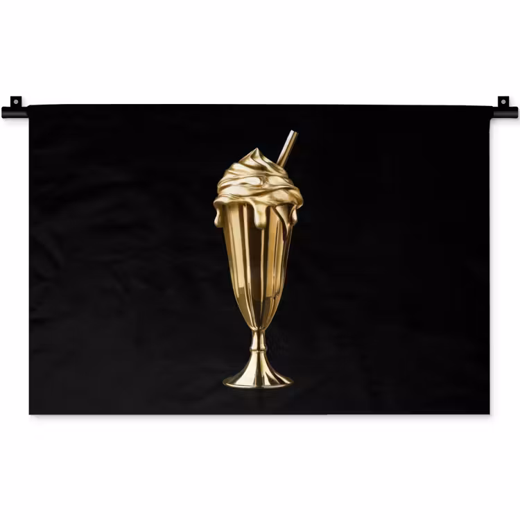 Wandkleed - Milkshake - Goud - Drinken - Zwart — 1