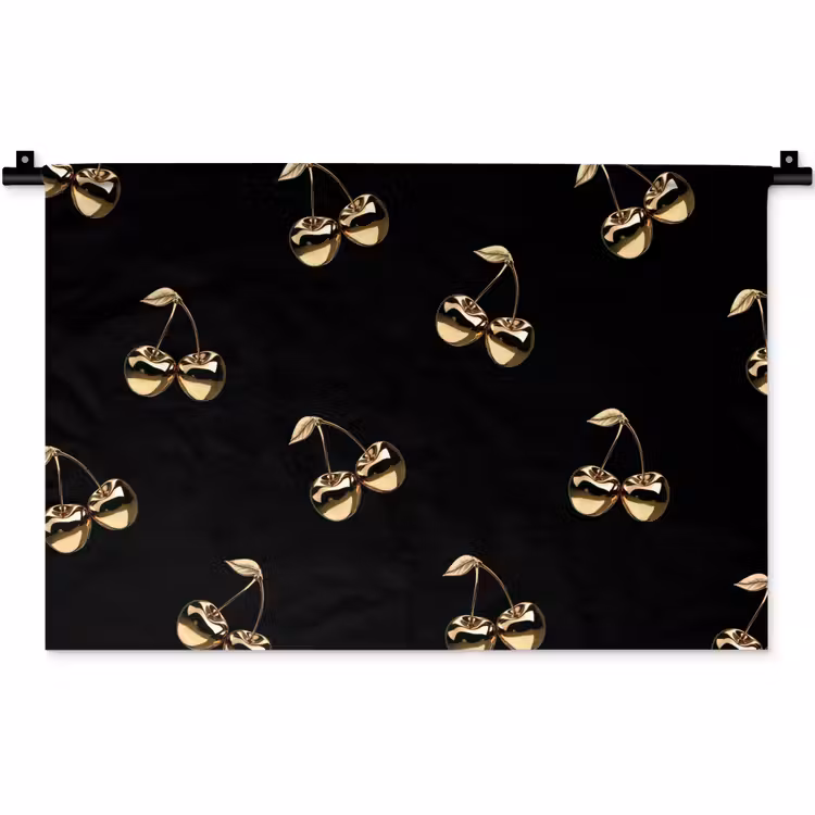 Wandkleed - Patroon - Kersen - Goud - Chrome — 1