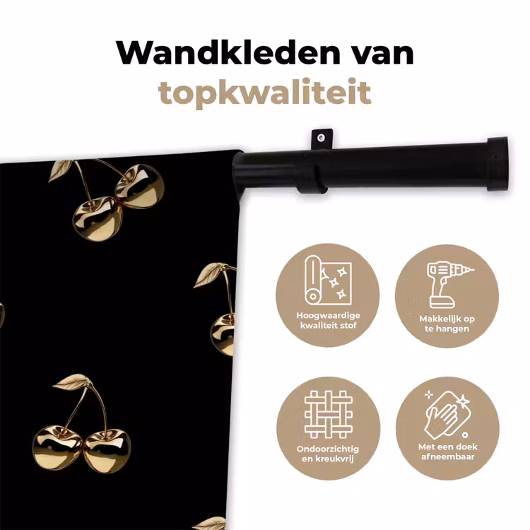Wandkleed - Patroon - Kersen - Goud - Chrome — 3