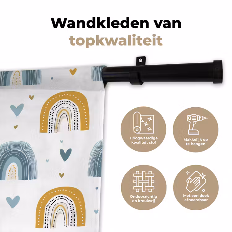 Wandkleed - Patroon - Regenboog - Hartjes — 3