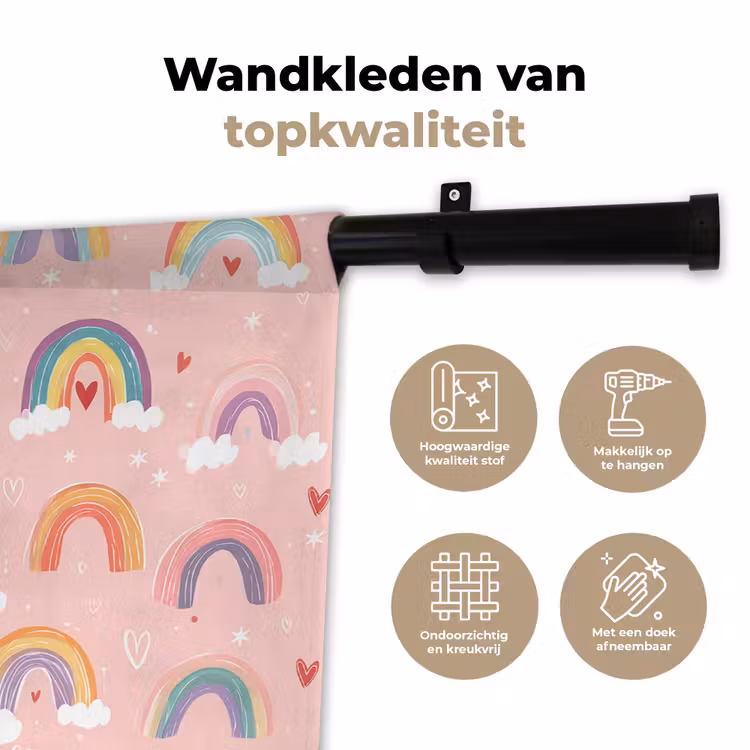 Wandkleed - Regenboog - Patroon - Pastel — 3