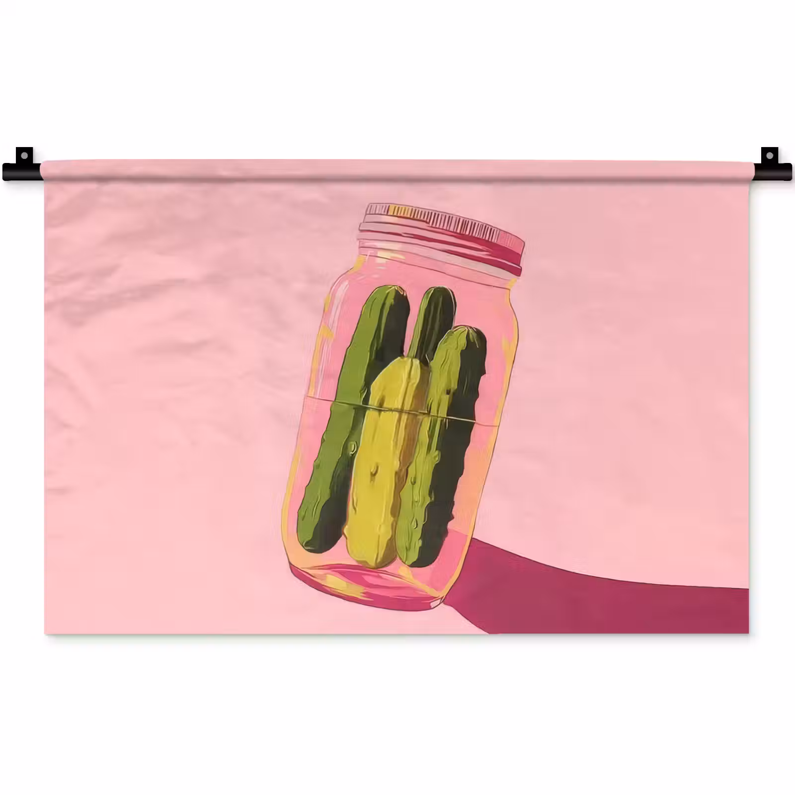Wandkleed - Augurken - Pot - Schaduw - Roze — 1