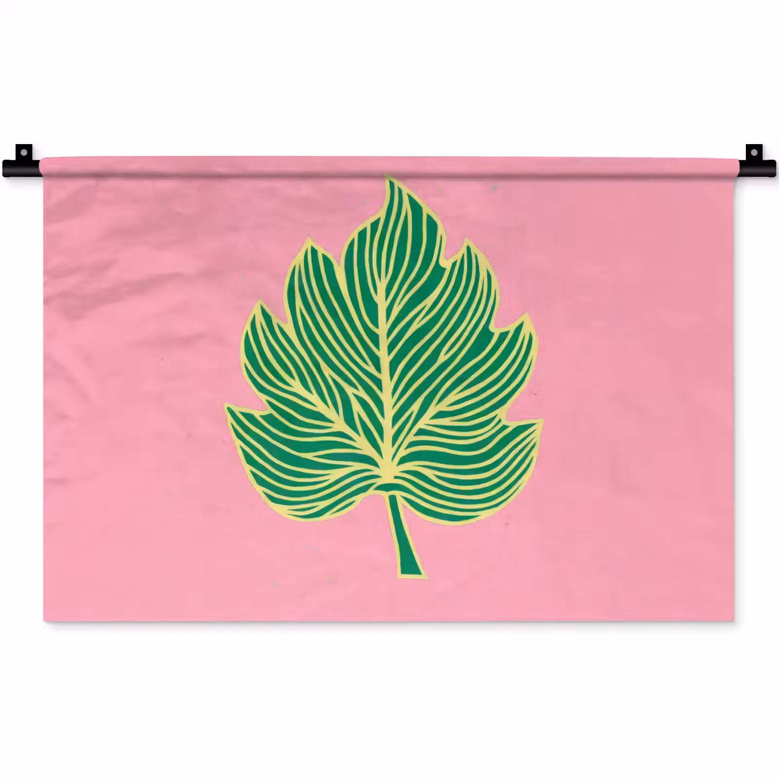 Wandkleed - Blad - Groen - Illustratie - Minimalistisch — 1