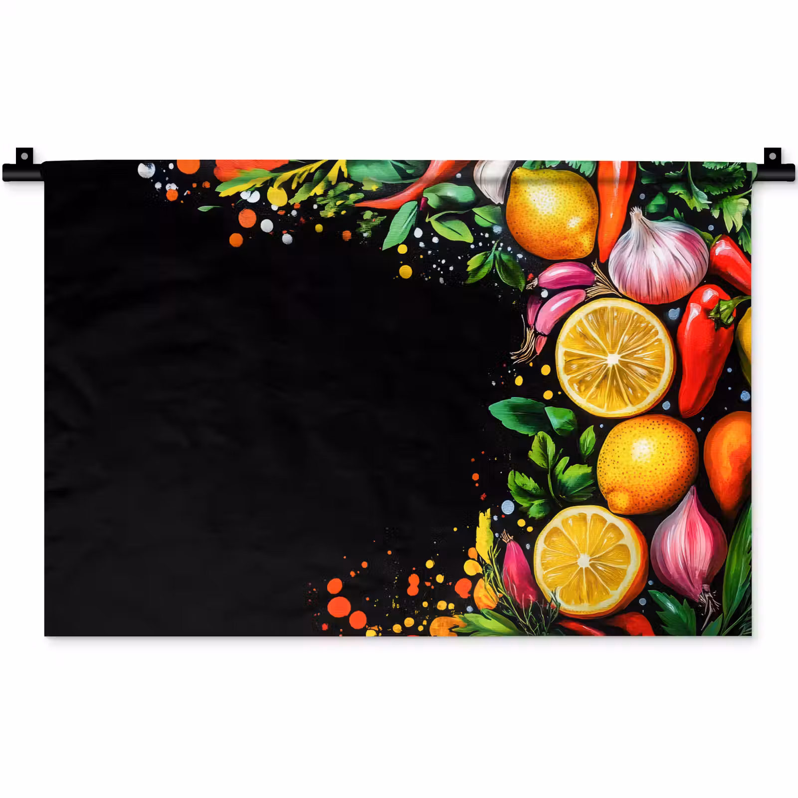 Wandkleed - Citroenen - Peper - Kruiden - Graffiti - Verf - Abstract — 1