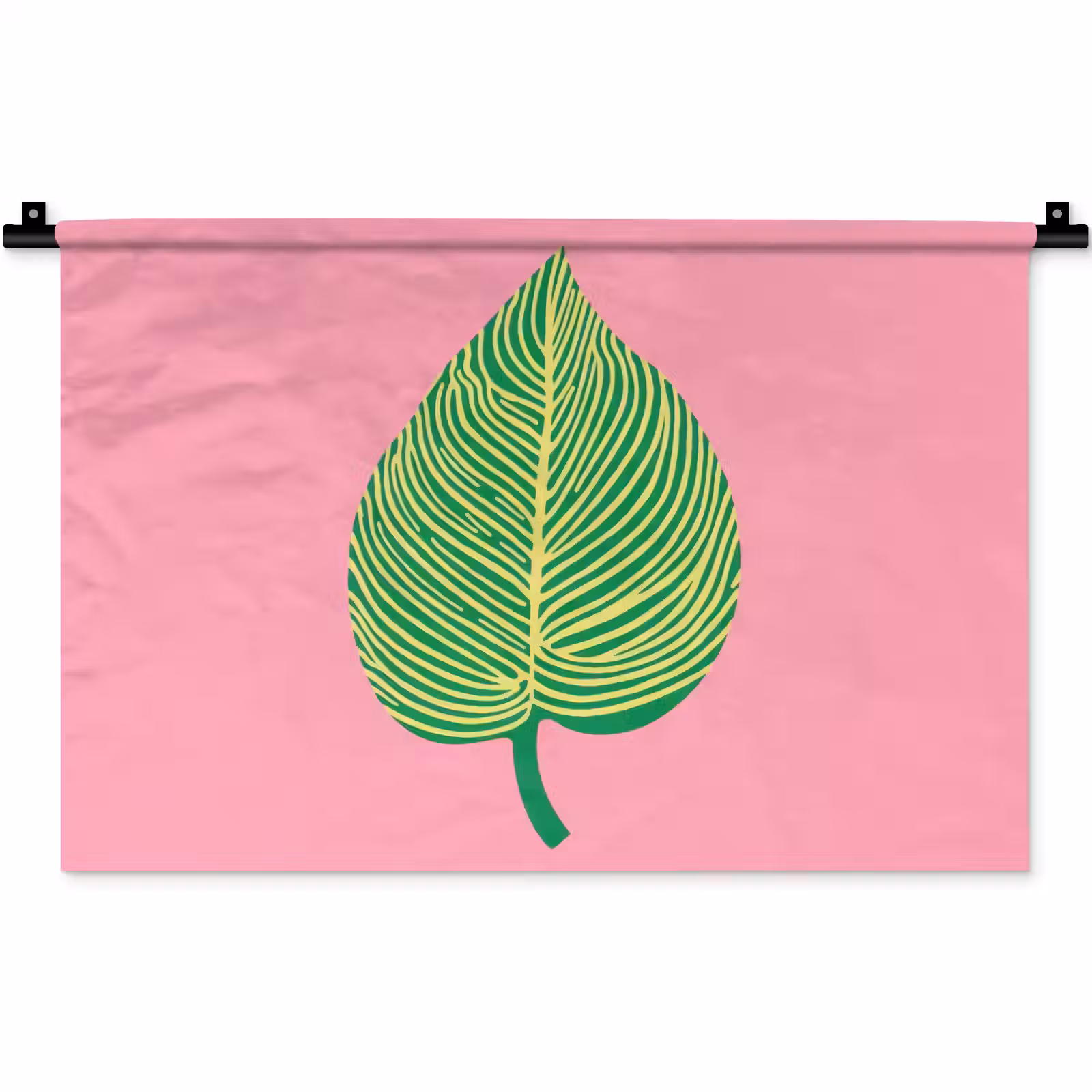 Wandkleed - Illustratie - Blad - Minimalistisch - Groen — 1