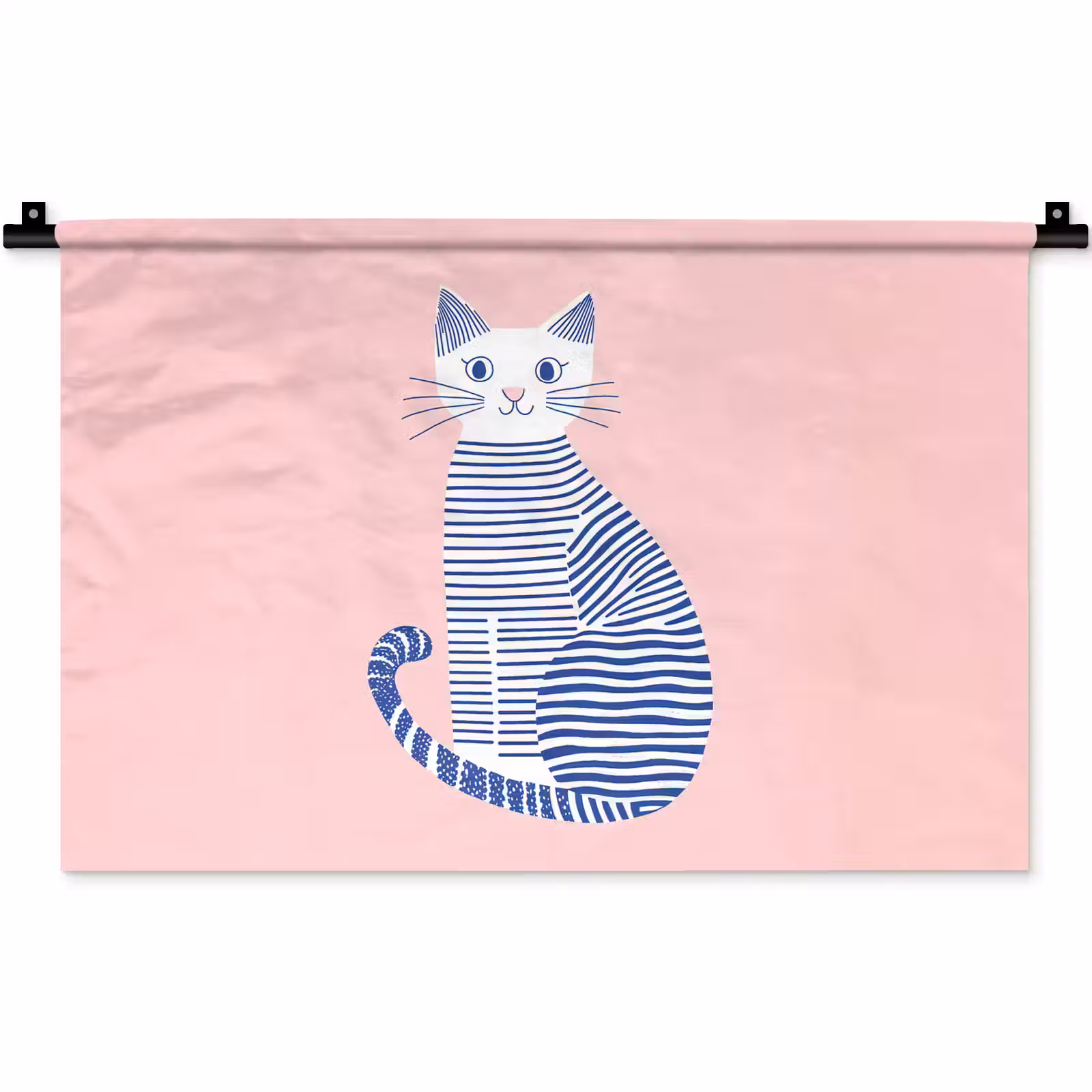 Wandkleed - Kat - Illustratie - Minimalistisch - Roze — 1