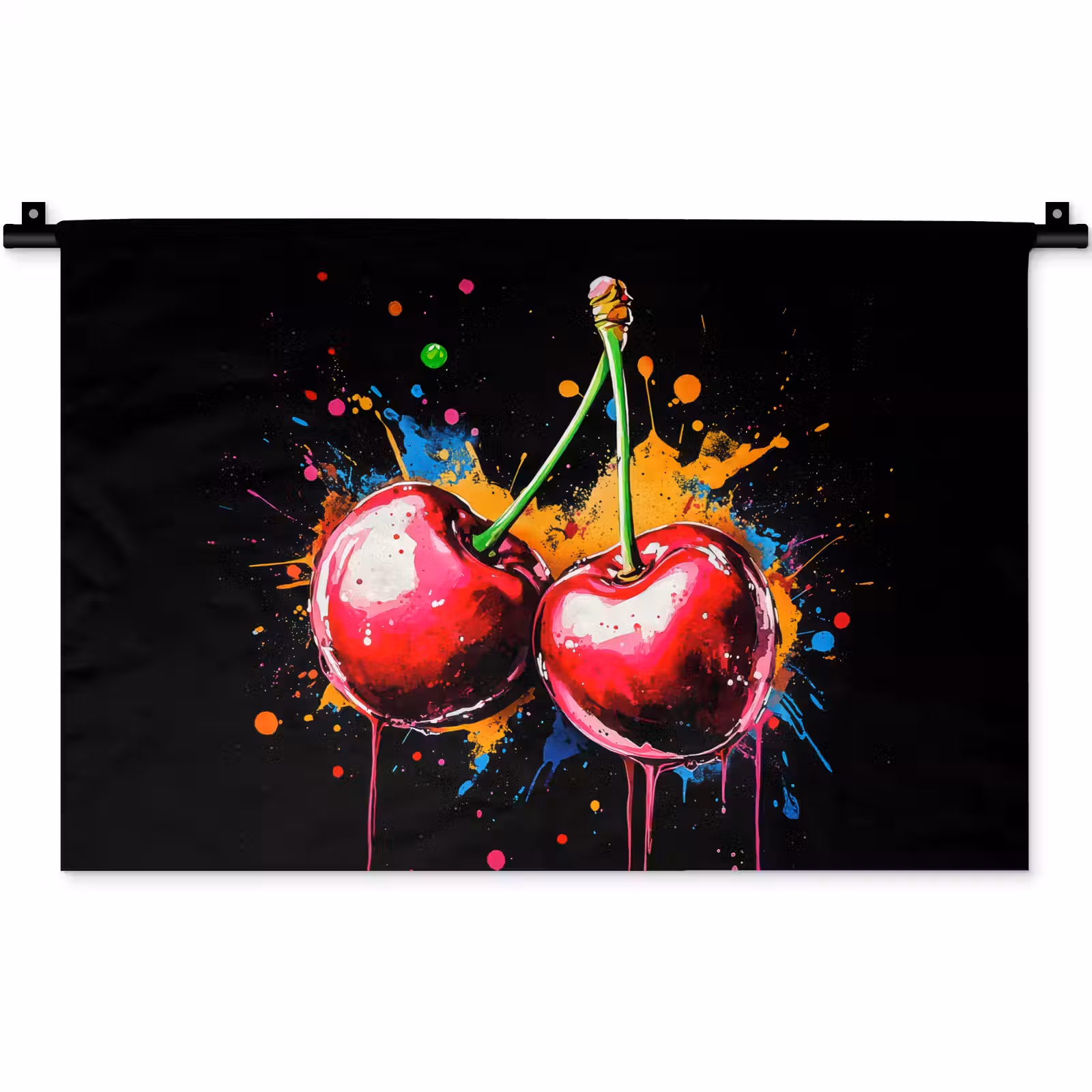 Wandkleed - Kersen - Fruit - Graffiti - Verf - Abstract - Modern - Kleurrijk — 1