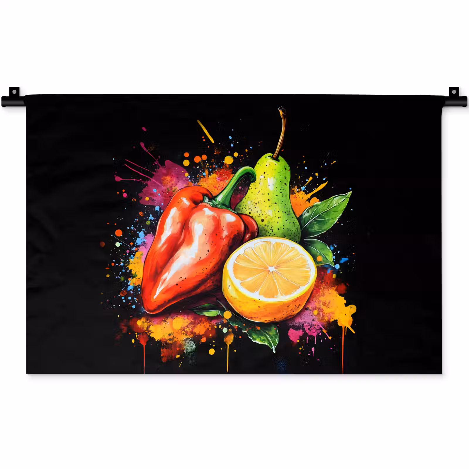 Wandkleed - Paprika - Peer - Citroen - Graffiti - Verf - Abstract — 1