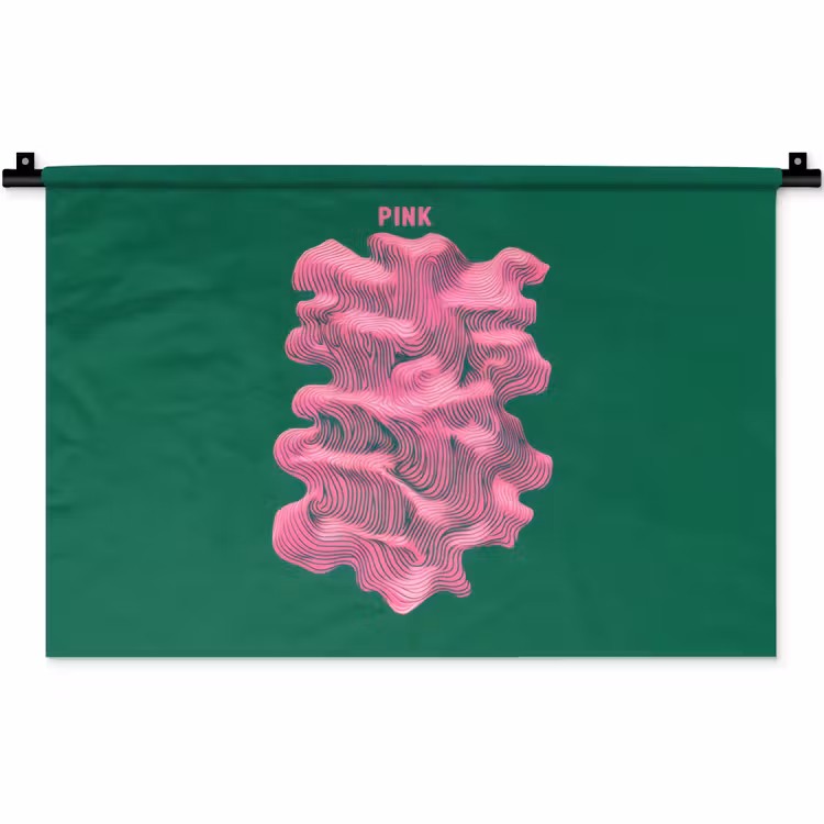 Wandkleed - Abstract - Pink - Lijnen - Groen — 1