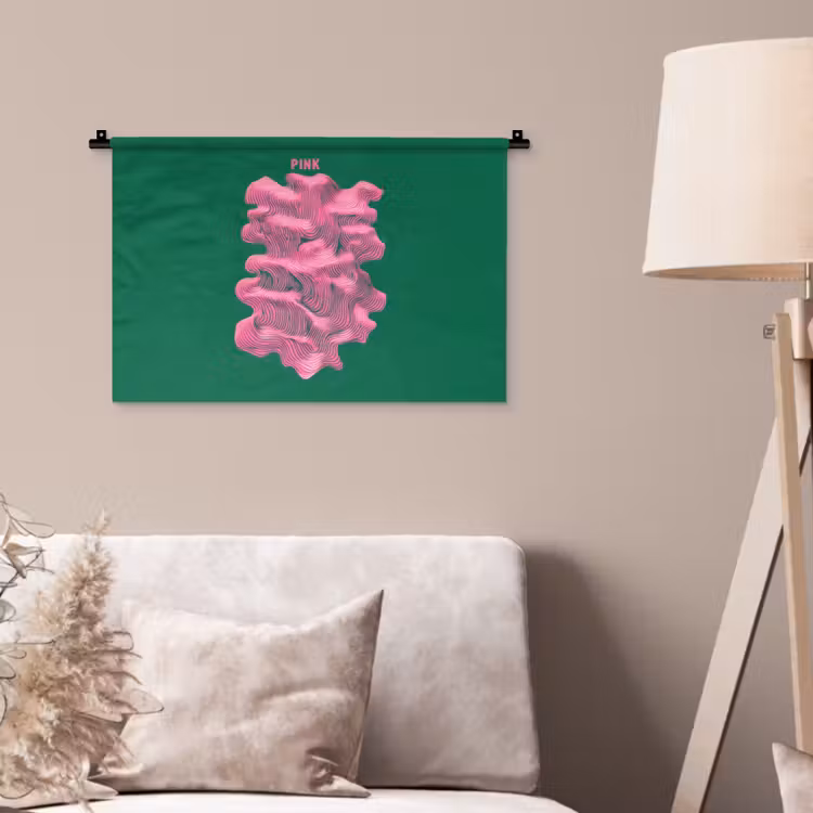 Wandkleed - Abstract - Pink - Lijnen - Groen — 2