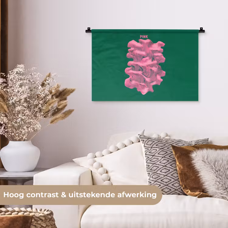 Wandkleed - Abstract - Pink - Lijnen - Groen — 4