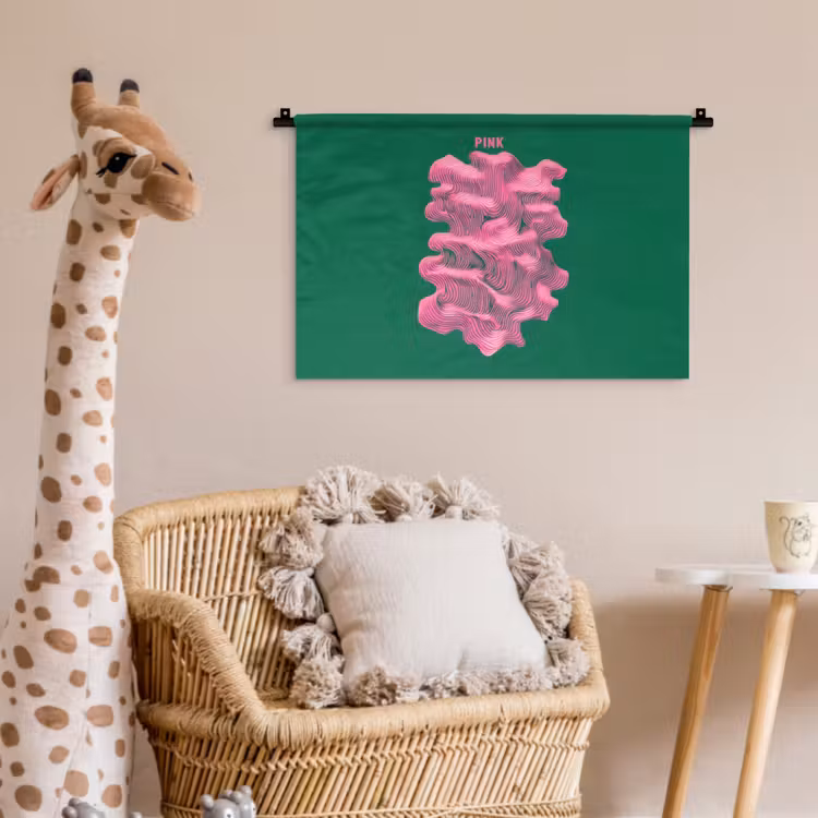 Wandkleed - Abstract - Pink - Lijnen - Groen — 5