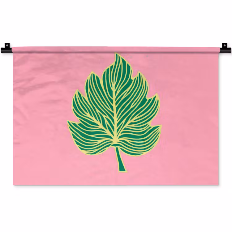 Wandkleed - Blad - Groen - Illustratie - Minimalistisch — 1