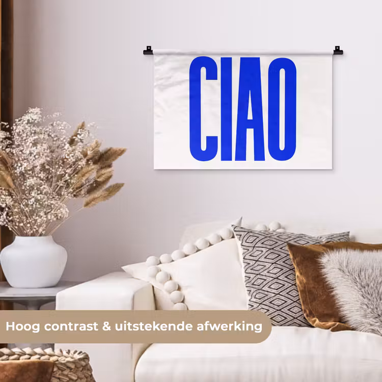 Wandkleed - Ciao - Hoofdletters - Blauw - Minimalistisch — 4