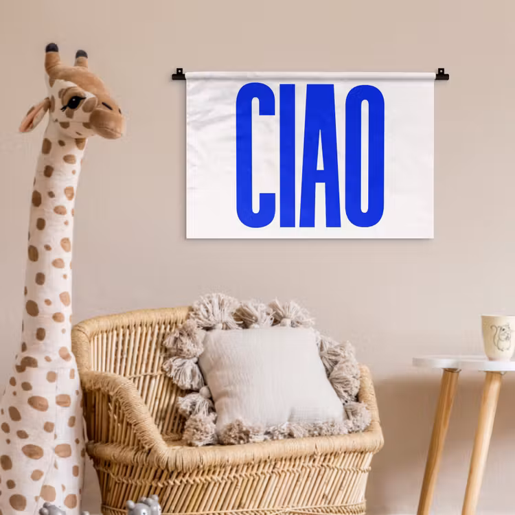 Wandkleed - Ciao - Hoofdletters - Blauw - Minimalistisch — 5