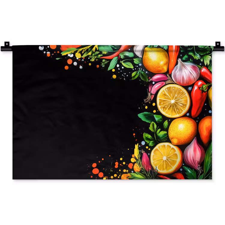 Wandkleed - Citroenen - Peper - Kruiden - Graffiti - Verf - Abstract — 1