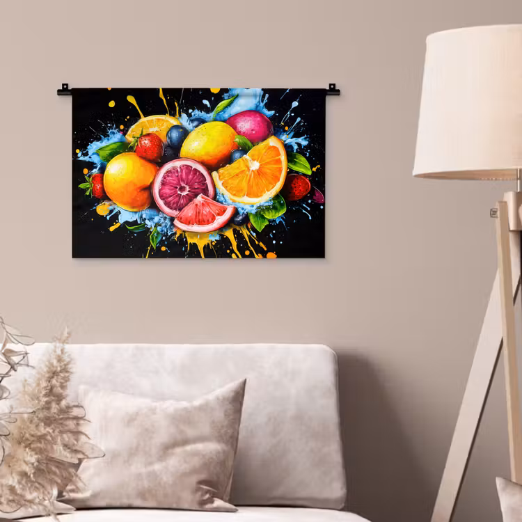 Wandkleed - Fruit - Graffiti - Kleurrijk - Sinaasappel - Aardbei - Abstract — 2