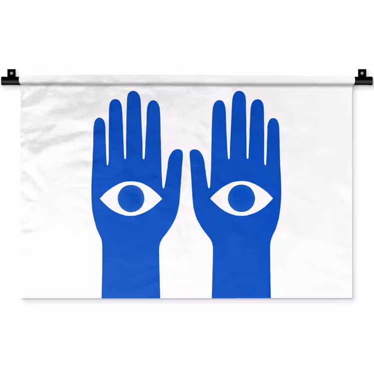 Wandkleed - Handen - Twee - Ogen - Blauw — 1