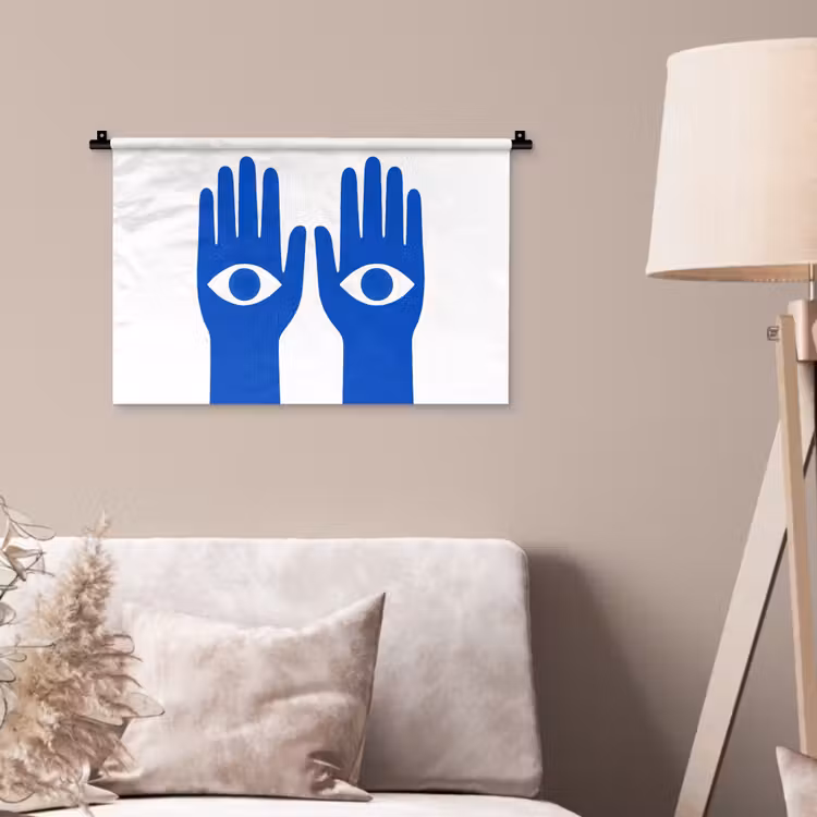 Wandkleed - Handen - Twee - Ogen - Blauw — 2