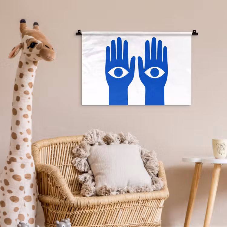 Wandkleed - Handen - Twee - Ogen - Blauw — 5