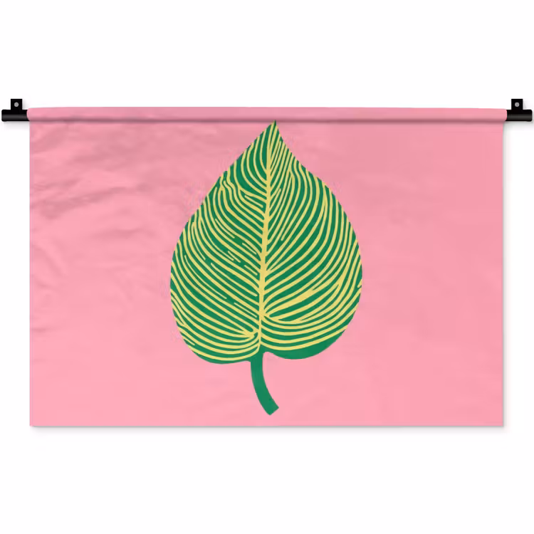 Wandkleed - Illustratie - Blad - Minimalistisch - Groen — 1