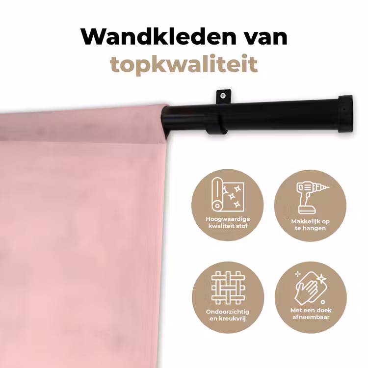 Wandkleed - Kat - Illustratie - Minimalistisch - Roze — 3