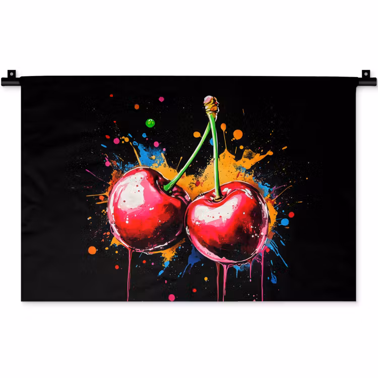 Wandkleed - Kersen - Fruit - Graffiti - Verf - Abstract - Modern - Kleurrijk — 1