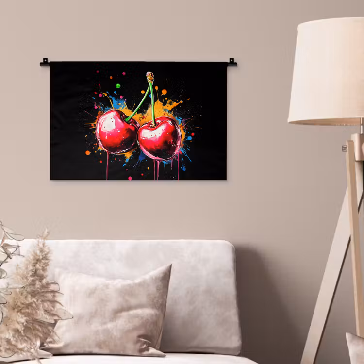 Wandkleed - Kersen - Fruit - Graffiti - Verf - Abstract - Modern - Kleurrijk — 2