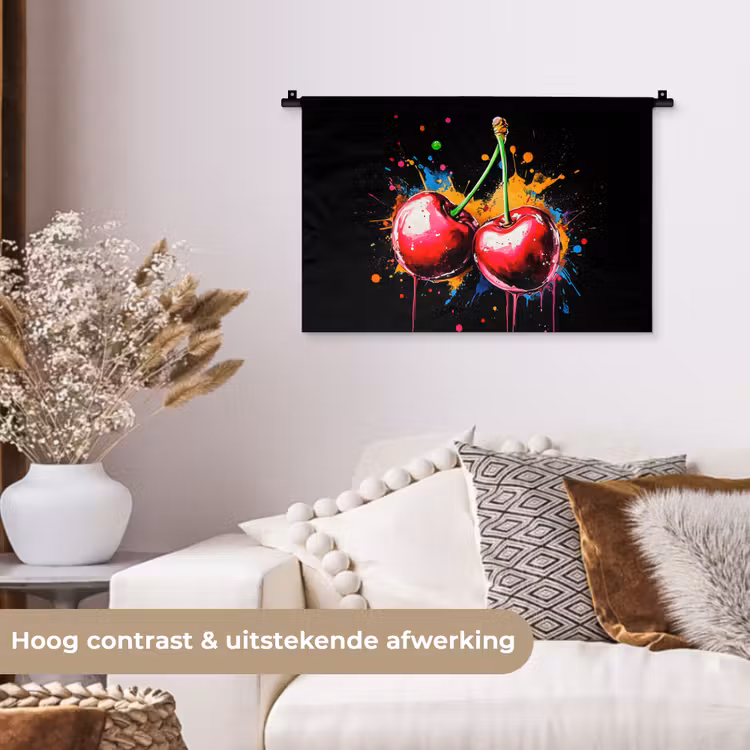 Wandkleed - Kersen - Fruit - Graffiti - Verf - Abstract - Modern - Kleurrijk — 4