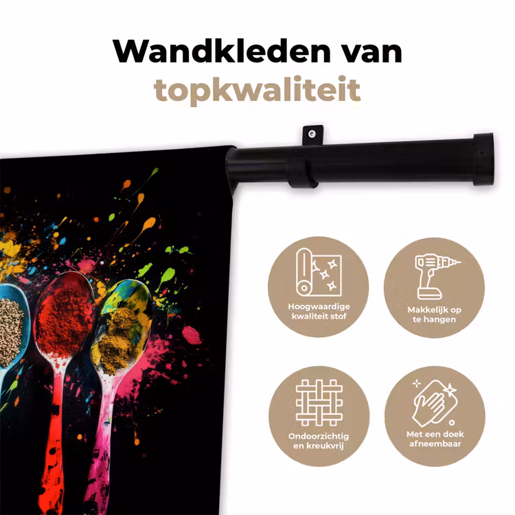 Wandkleed - Lepels - Kruiden - Modern - Graffiti - Verf - Kleurrijk — 3