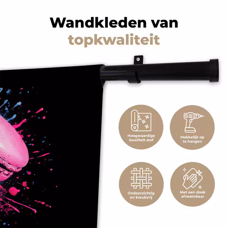 Wandkleed - Macarons - Dessert - Graffiti - Kleurrijk - Roze - Blauw - Geel — 3