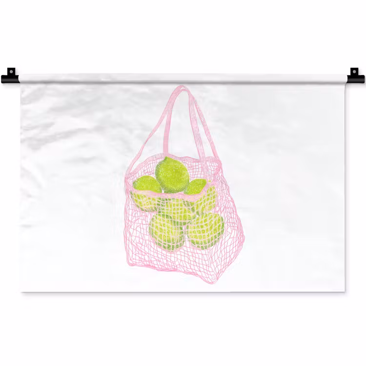 Wandkleed - Netzakje - Roze - Illustratie - Limoenen — 1