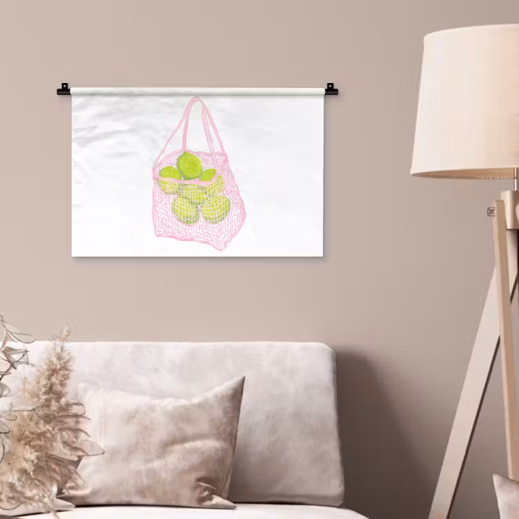 Wandkleed - Netzakje - Roze - Illustratie - Limoenen — 2