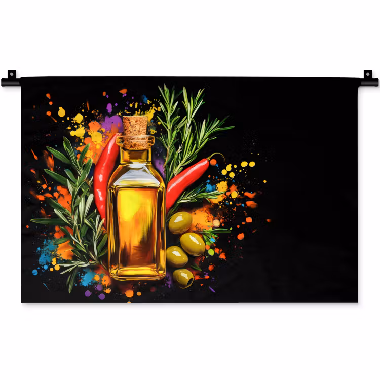 Wandkleed - Olijfolie - Graffiti - Peper - Olijven - Modern — 1